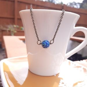 Blue & Green Floral Bead Necklace